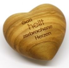 Holzherz 'Gott heilt zerbrochene Herzen'