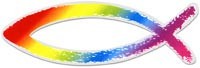 Aufkleber 'Fisch' Rainbow, transparent