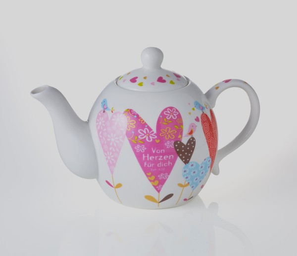 Teekanne in Geschenkbox 'Herzen'