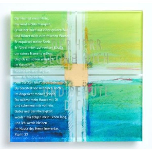 Lichtbild Kreuz 'Psalm 23' grün