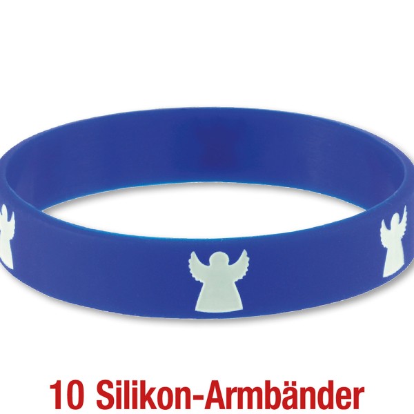 Paket Silikon-Armbänder 'Engel' blau 10 Ex.