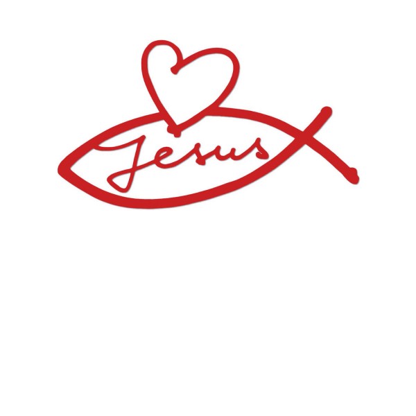 Aufkleber 'Herz-Jesus-Fisch' rot