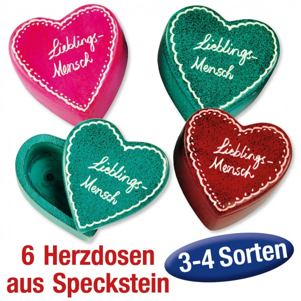 Paket 'Herzdosen aus Speckstein' 6 Ex.